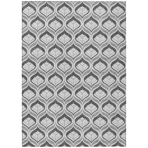 HomeRoots 9' X 12' Stylish Charcoal & Silver Geometric Area Rug - Washable Indoor/Outdoor, Durable & Versatile 689743