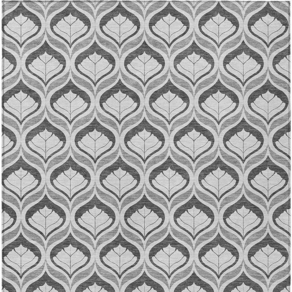 HomeRoots 10' Charcoal & Silver Geometric Washable Area Rug - Modern, Durable Design for Indoor & Outdoor Use! 689744