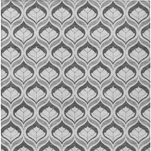 HomeRoots 10' Charcoal & Silver Geometric Washable Area Rug - Modern, Durable Design for Indoor & Outdoor Use! 689744