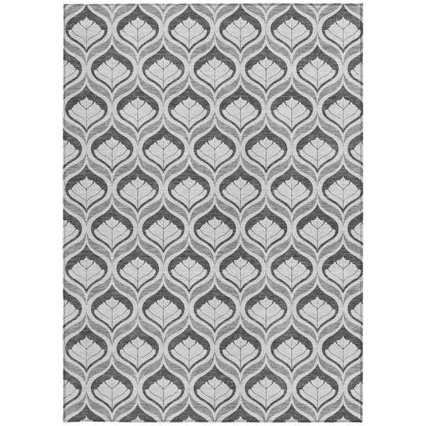 HomeRoots 10' Charcoal & Silver Geometric Washable Area Rug - Modern, Durable Design for Indoor & Outdoor Use! 689744