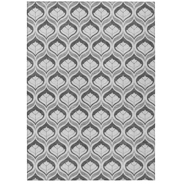 HomeRoots 10' Charcoal & Silver Geometric Washable Area Rug - Modern, Durable Design for Indoor & Outdoor Use! 689744