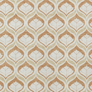 HomeRoots 5' Copper and Beige Geometric Washable Area Rug - Indoor/Outdoor Durable Design for Modern Spaces 689746