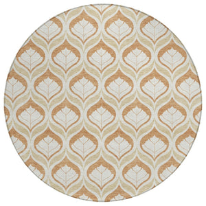 HomeRoots 8' Copper Round Geometric Area Rug - Modern, Washable, Durable for Indoor & Outdoor Spaces, 96" 689747