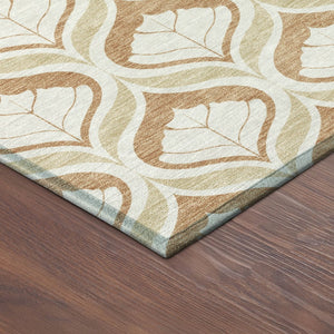 HomeRoots 8' Copper Round Geometric Area Rug - Modern, Washable, Durable for Indoor & Outdoor Spaces, 96" 689747