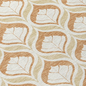 HomeRoots 8' Copper Round Geometric Area Rug - Modern, Washable, Durable for Indoor & Outdoor Spaces, 96" 689747