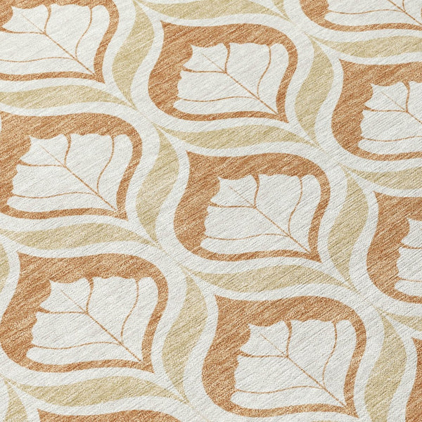 HomeRoots 8' Copper Round Geometric Area Rug - Modern, Washable, Durable for Indoor & Outdoor Spaces, 96" 689747
