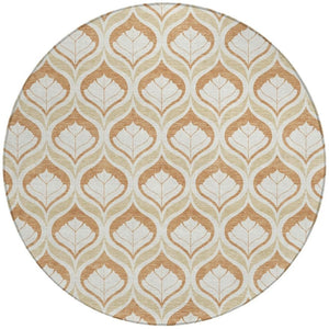 HomeRoots 8' Copper Round Geometric Area Rug - Modern, Washable, Durable for Indoor & Outdoor Spaces, 96" 689747