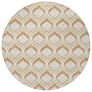 HomeRoots 8' Copper Round Geometric Area Rug - Modern, Washable, Durable for Indoor & Outdoor Spaces, 96" 689747
