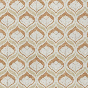 HomeRoots 8' X 10' Geometric Copper and Beige Area Rug - Washable, Stain-Resistant, Indoor/Outdoor Versatility! 689748