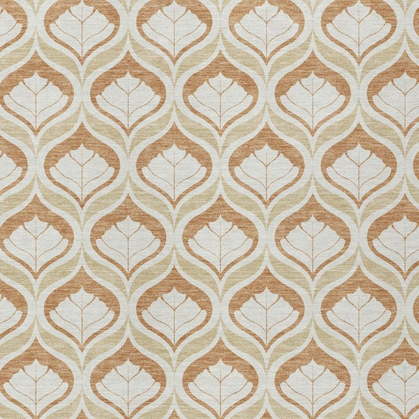 HomeRoots 8' X 10' Geometric Copper and Beige Area Rug - Washable, Stain-Resistant, Indoor/Outdoor Versatility! 689748