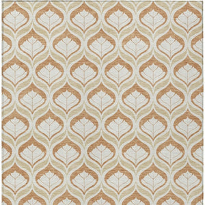 HomeRoots 8' X 10' Geometric Copper and Beige Area Rug - Washable, Stain-Resistant, Indoor/Outdoor Versatility! 689748