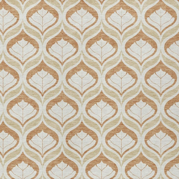 HomeRoots 9' X 12' Copper and Beige Geometric Area Rug – Stylish, Washable, Durable for Indoor & Outdoor Use 689749