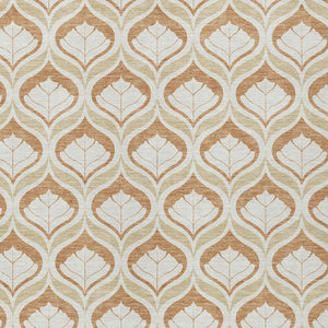 HomeRoots 10' Copper and Beige Geometric Washable Area Rug - Stylish, Durable for Indoor & Outdoor Spaces! 689750