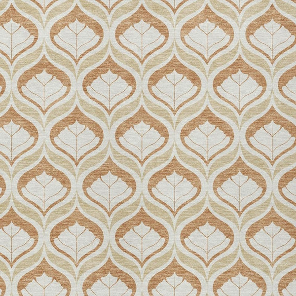 HomeRoots 10' Copper and Beige Geometric Washable Area Rug - Stylish, Durable for Indoor & Outdoor Spaces! 689750