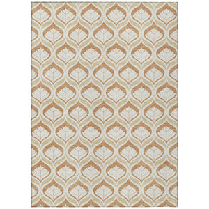 HomeRoots 10' Copper and Beige Geometric Washable Area Rug - Stylish, Durable for Indoor & Outdoor Spaces! 689750
