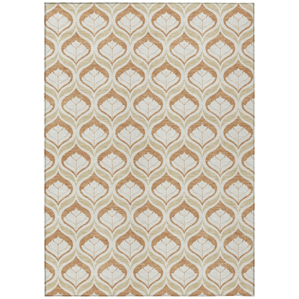 HomeRoots 10' Copper and Beige Geometric Washable Area Rug - Stylish, Durable for Indoor & Outdoor Spaces! 689750