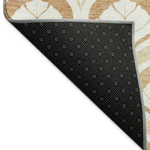 HomeRoots 10' Copper and Beige Geometric Washable Area Rug - Stylish, Durable for Indoor & Outdoor Spaces! 689750