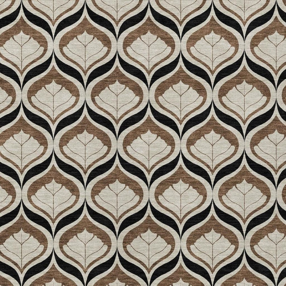 HomeRoots 8' X 10' Geometric Chocolate Beige & Brown Area Rug - Stylish, Washable, Durable for Indoor/Outdoor Use 689754
