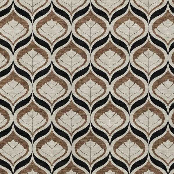 HomeRoots 8' X 10' Geometric Chocolate Beige & Brown Area Rug - Stylish, Washable, Durable for Indoor/Outdoor Use 689754