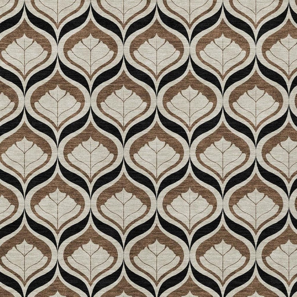 HomeRoots 9' Geometric Chocolate Beige and Brown Washable Area Rug for Indoor & Outdoor Durability and Style 689755