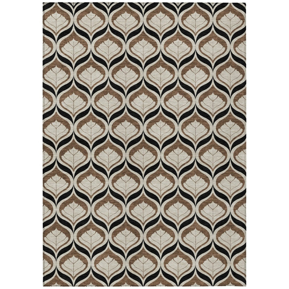 HomeRoots 10' Stylish Geometric Washable Indoor Outdoor Area Rug in Chocolate & Beige – Durable & Easy Care! 689756