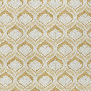 HomeRoots 5' Gold and Ivory Geometric Washable Area Rug - Stylish, Durable, Indoor/Outdoor Design for All Spaces 689758