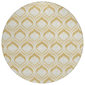 HomeRoots 8' Gold and Ivory Geometric Washable Area Rug - Stylish, Durable for Indoor/Outdoor Use, Easy Care! 689759