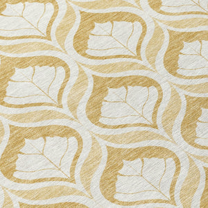 HomeRoots 8' Gold and Ivory Geometric Washable Area Rug - Stylish, Durable for Indoor/Outdoor Use, Easy Care! 689759