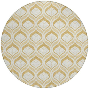HomeRoots 8' Gold and Ivory Geometric Washable Area Rug - Stylish, Durable for Indoor/Outdoor Use, Easy Care! 689759