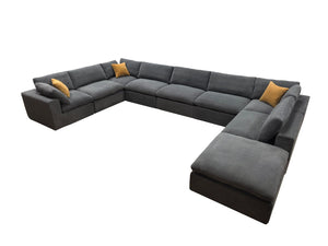 English Elm Coffee Bean Upholstered Modular Sectional Sofa with Toss Pillows Lounge Style Light Gray B2748S00074