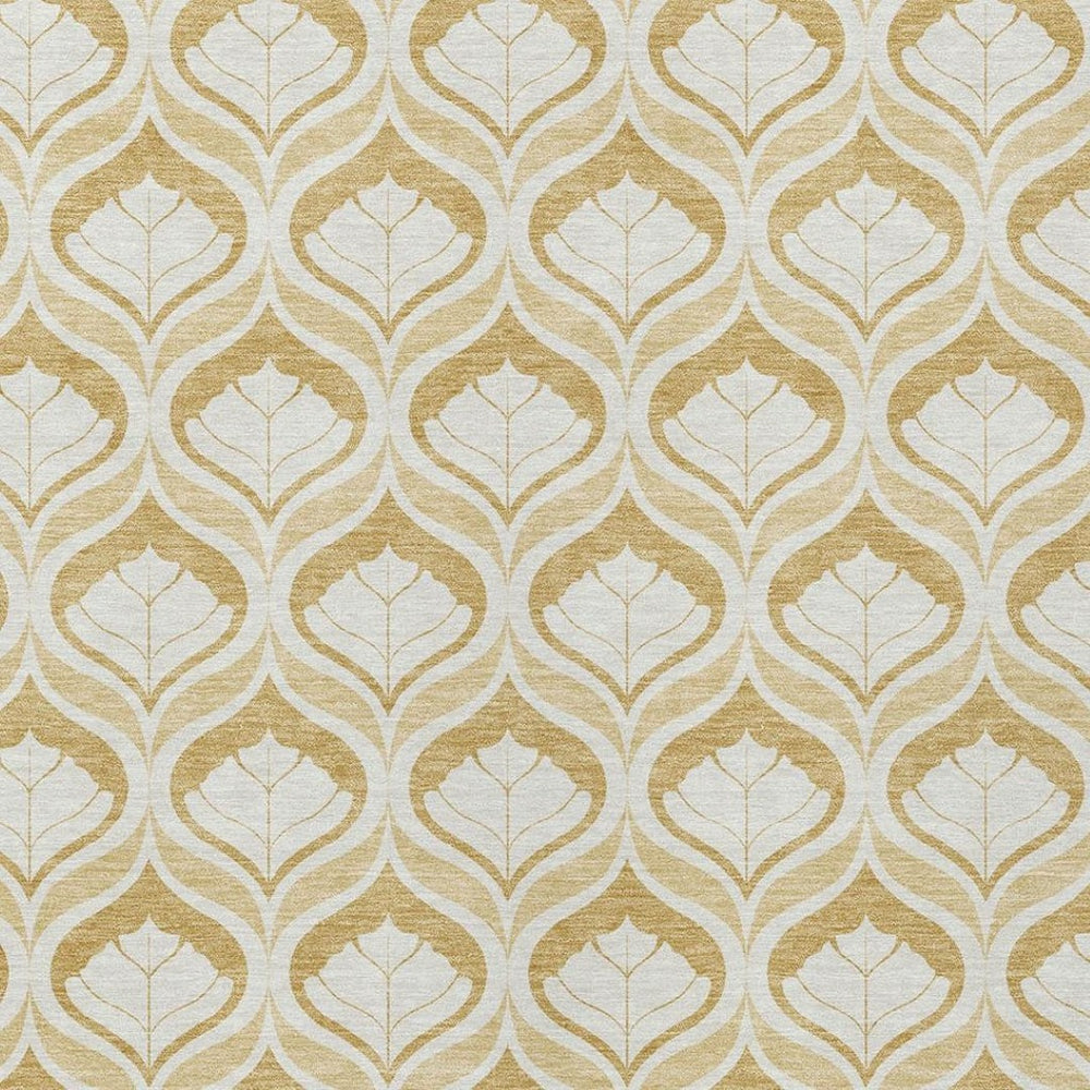 HomeRoots 8' X 10' Gold and Ivory Geometric Area Rug - Durable, Washable Design for Indoor & Outdoor Spaces 689760