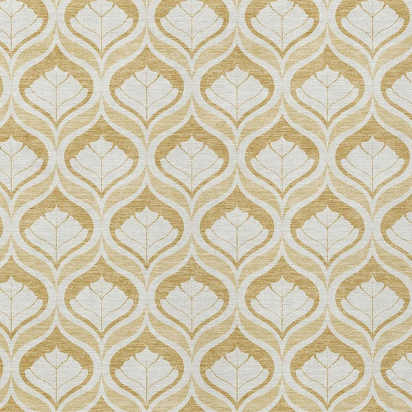 HomeRoots 8' X 10' Gold and Ivory Geometric Area Rug - Durable, Washable Design for Indoor & Outdoor Spaces 689760