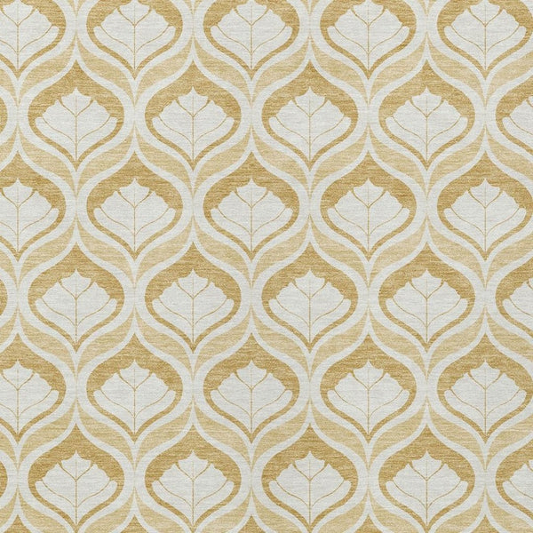 HomeRoots 9' X 12' Gold and Ivory Geometric Rug - Stylish, Washable, Durable for Indoor/Outdoor Spaces! 689761