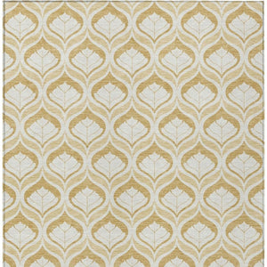HomeRoots 10' Gold and Ivory Geometric Area Rug - Washable, Durable, Indoor/Outdoor, Perfect for High-Traffic Spaces 689762