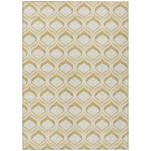 HomeRoots 10' Gold and Ivory Geometric Area Rug - Washable, Durable, Indoor/Outdoor, Perfect for High-Traffic Spaces 689762