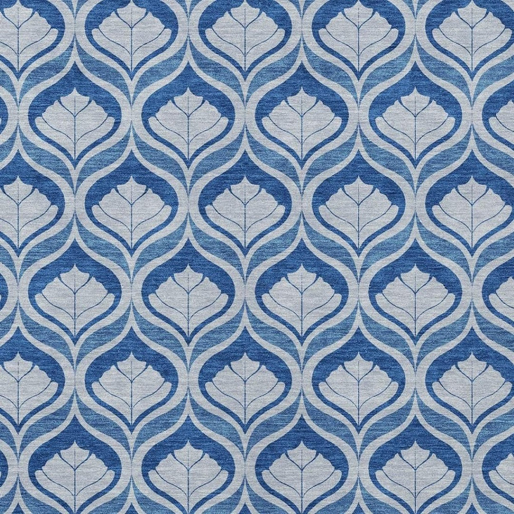 HomeRoots 8' X 10' Modern Navy and Sky Blue Geometric Area Rug - Washable, Durable, Indoor/Outdoor Versatile Design 689766