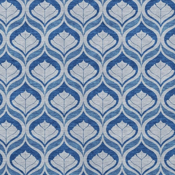 HomeRoots 8' X 10' Modern Navy and Sky Blue Geometric Area Rug - Washable, Durable, Indoor/Outdoor Versatile Design 689766