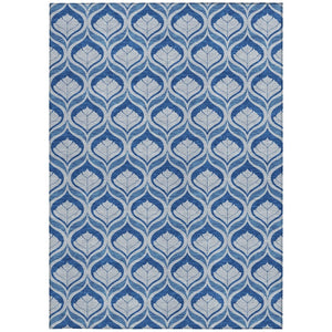HomeRoots 8' X 10' Modern Navy and Sky Blue Geometric Area Rug - Washable, Durable, Indoor/Outdoor Versatile Design 689766