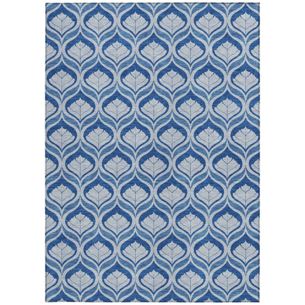 HomeRoots 8' X 10' Modern Navy and Sky Blue Geometric Area Rug - Washable, Durable, Indoor/Outdoor Versatile Design 689766