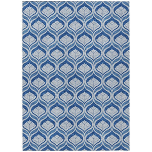 HomeRoots 8' X 10' Modern Navy and Sky Blue Geometric Area Rug - Washable, Durable, Indoor/Outdoor Versatile Design 689766