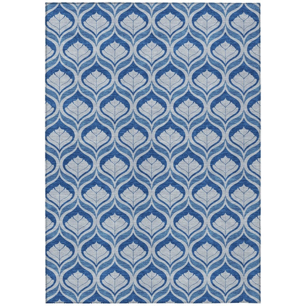 HomeRoots 8' X 10' Modern Navy and Sky Blue Geometric Area Rug - Washable, Durable, Indoor/Outdoor Versatile Design 689766