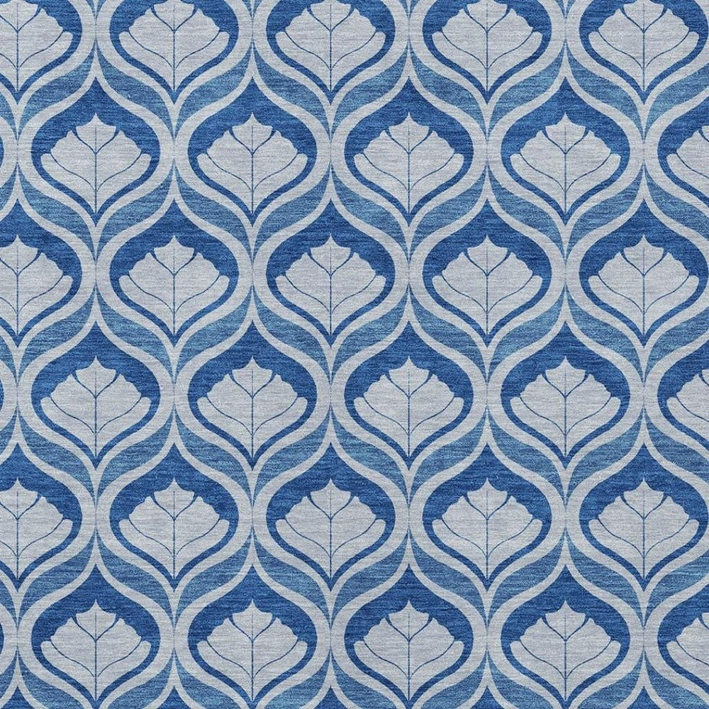 HomeRoots 9' X 12' Navy Blue Geometric Area Rug - Durable, Washable, Stylish for Indoor & Outdoor Spaces 689767