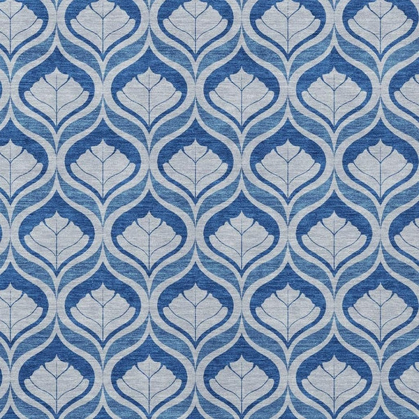 HomeRoots 9' X 12' Navy Blue Geometric Area Rug - Durable, Washable, Stylish for Indoor & Outdoor Spaces 689767