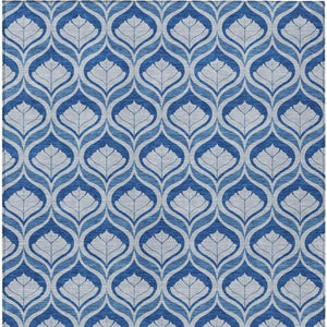 HomeRoots 9' X 12' Navy Blue Geometric Area Rug - Durable, Washable, Stylish for Indoor & Outdoor Spaces 689767