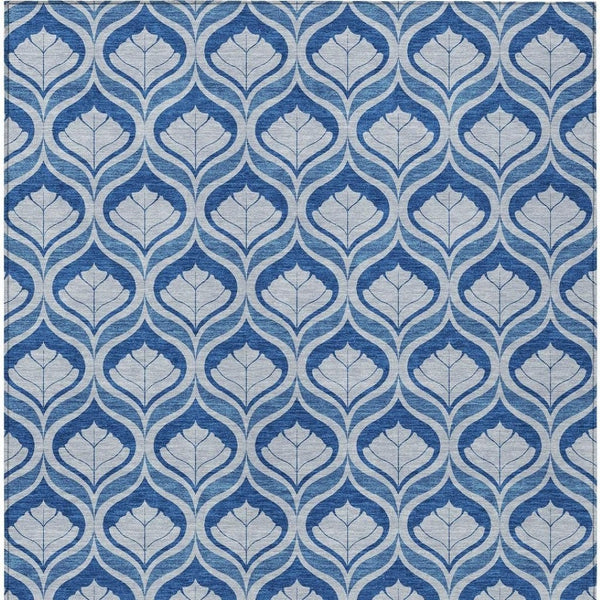 HomeRoots 9' X 12' Navy Blue Geometric Area Rug - Durable, Washable, Stylish for Indoor & Outdoor Spaces 689767