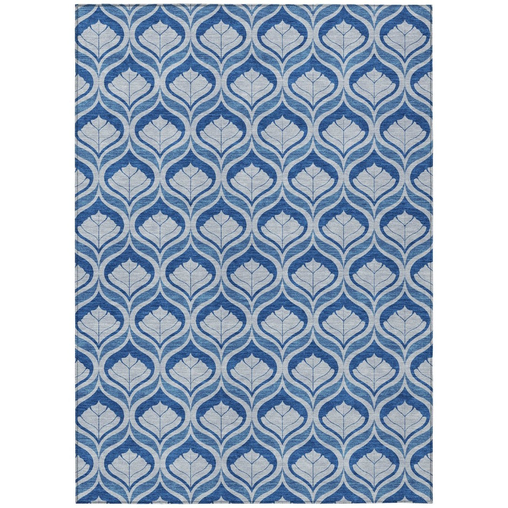 HomeRoots 9' X 12' Navy Blue Geometric Area Rug - Durable, Washable, Stylish for Indoor & Outdoor Spaces 689767