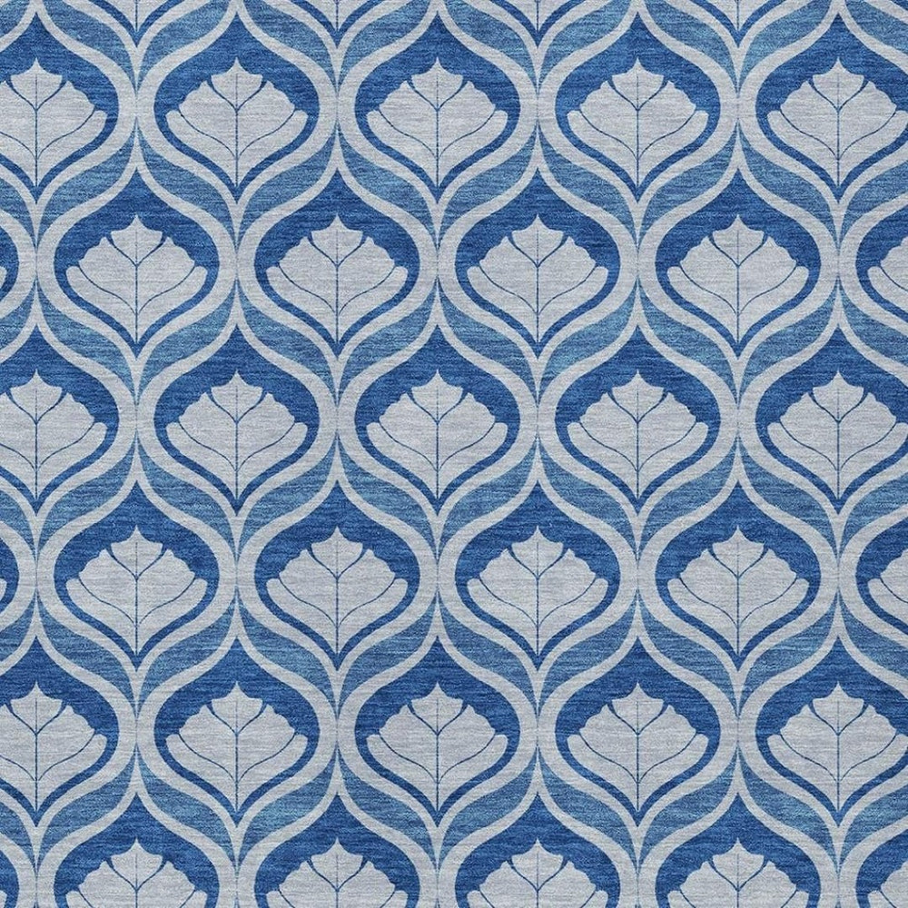 HomeRoots 10' Geometric Navy and Sky Blue Area Rug - Washable, Durable for Indoor/Outdoor Spaces, Stylish & Practical 689768