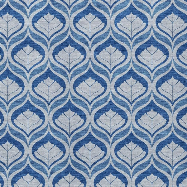 HomeRoots 10' Geometric Navy and Sky Blue Area Rug - Washable, Durable for Indoor/Outdoor Spaces, Stylish & Practical 689768