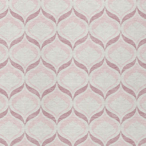 HomeRoots 5' Pink and Ivory Geometric Indoor-Outdoor Area Rug - Durable, Machine Washable, Stylish Accent Piece 689770