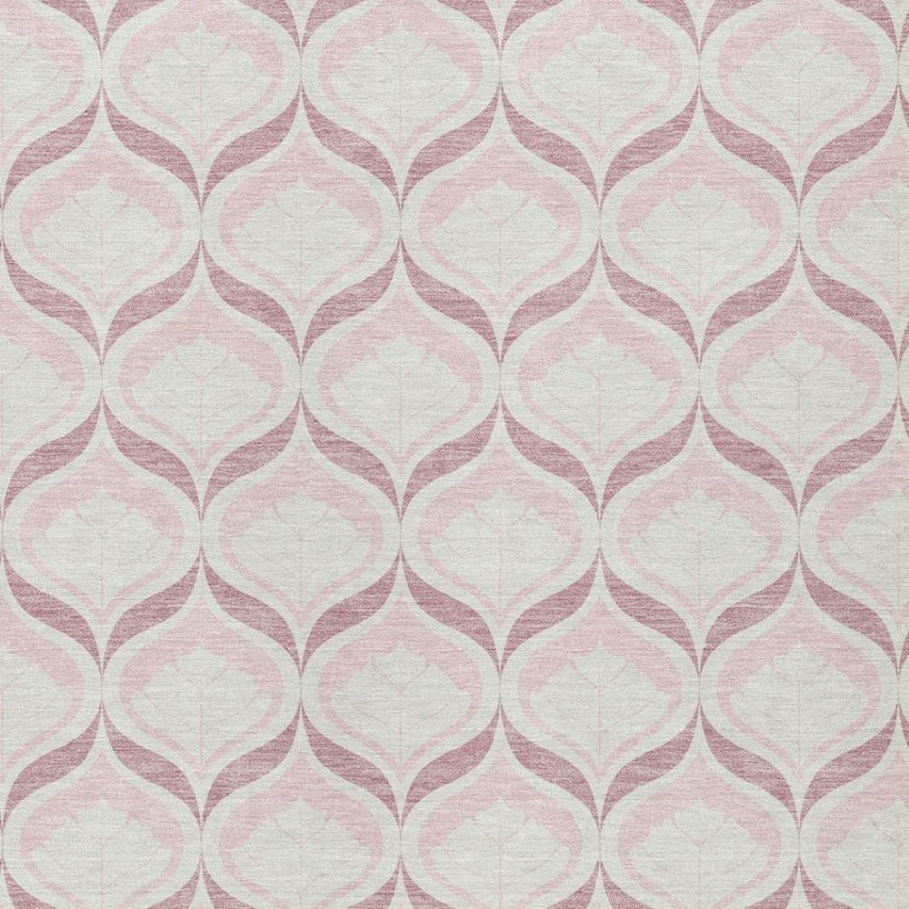 HomeRoots 8' X 10' Pink and Ivory Geometric Area Rug – Durable, Washable, Modern Design for Indoor/Outdoor Use 689772